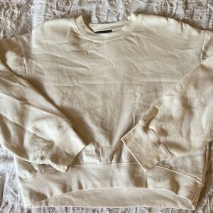 Zara White/ Beige Crewneck Sweatshirt Size S